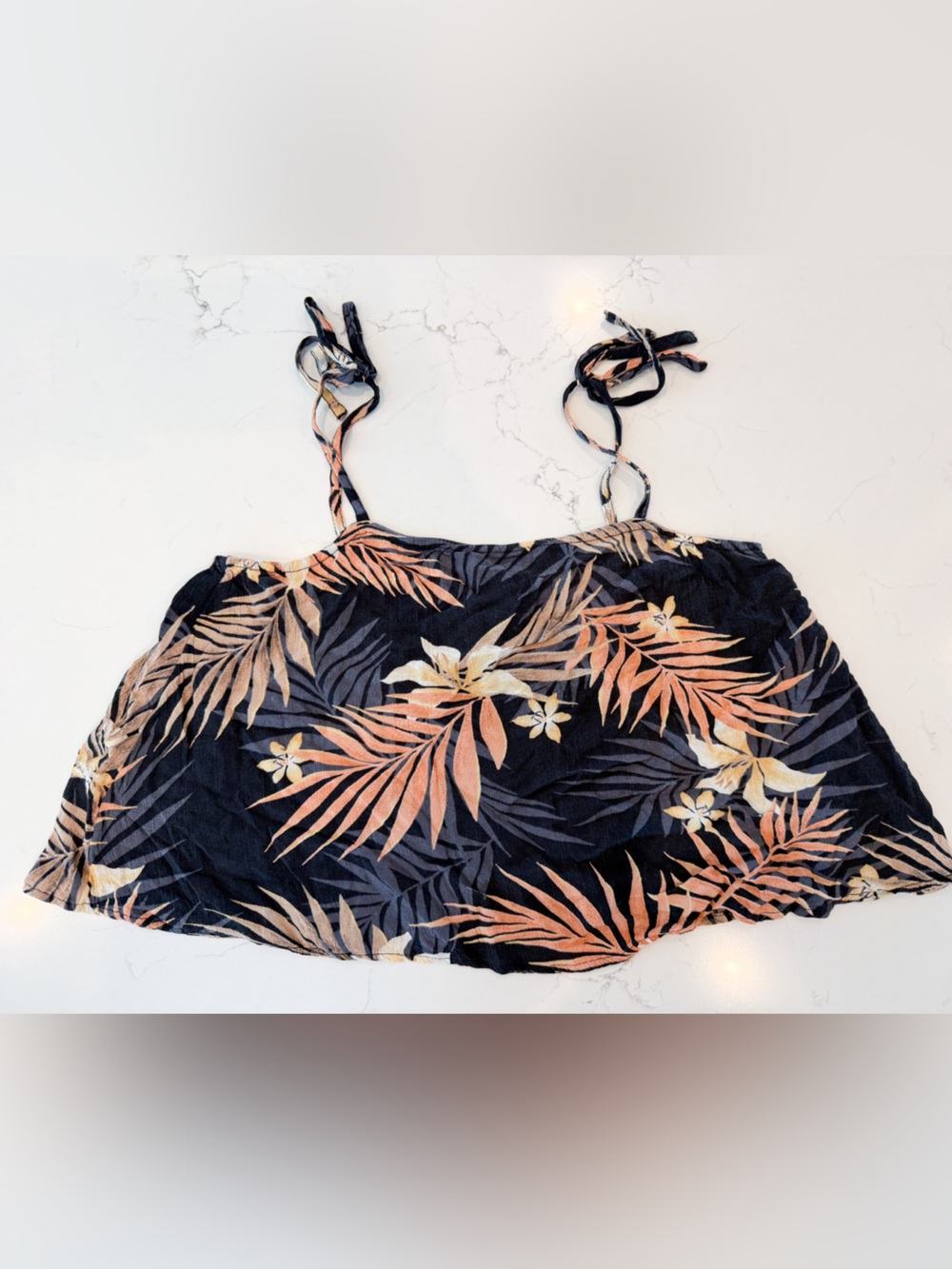 Billabong navy blue and peach floral top